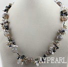 vogue smykker perle krystall og sort agat halskjede