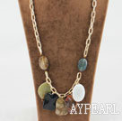 23.6 inches chunky style multi color gemstone necklace on bold chain