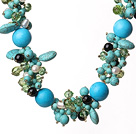 Belle bleu turquoise et cristal et collier de perles