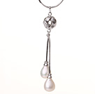 Eleganter Stil Natur 10 -11mm Teardrop- Form Weiß Süßwasser Perle Halskette mit Thin -Kette