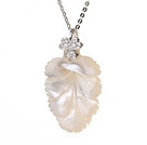 Elegant Stil Forma Leaf alb natural Seashell perle colier pandantiv cu 925 Sterling Silver Chain