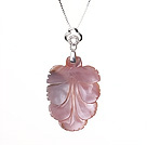 Forme élégante feuille de style naturel rose pourpre collier pendentif coquillage perles de l'argent 925 sterling chaîne