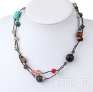 Popular Multi Color Mixed Stone Hand-Threaded Strand Necklace With Lobster Clasp