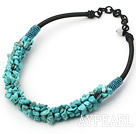 6*8mm turquoise chips beaded necklace