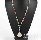 Y shape crazy agate necklace with metal loops