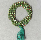 New Arrival Natural Green Potato Pearl Necklace With Green Tassel (Also can be Bracelet)