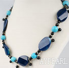 turquoise and agae beaded necklace with moonlight clasp