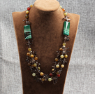 hot three color jade agate and smoky quartze necklace