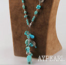 Fashion Cluster Multi Blue Turquoise And Charms Beaded Pendant Necklace