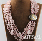 multi strand ros quartze halsband med pärla lås