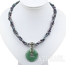 double strand pearl and aventurine necklace with moonlight clasp
