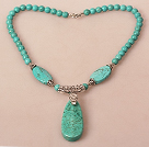 Turquoise Necklace with Long Teardrop Turquoise Pendant