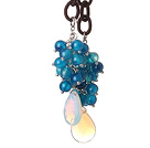 mode 51,2 inches lång stil blå kristall halsband
