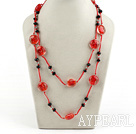 black crystal and red colored glaze neckace
