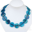 runde blå agat necklace halskjede