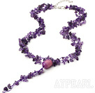 amethyst chip and agate necklace with extendable chain