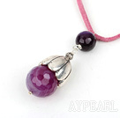Enkel stil Facetterad Purple Agate hängande halsband