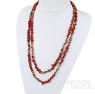 Assorted Red Sötvatten Pearl och Red Jasper Long Style Halsband