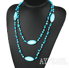 long style 47.2 inches blue pearl shell and turquoise nekclace долго стиль 47,2 дюйма голубой жемчужины оболочки и бирюзовый nekclace