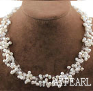 Multi Strands Weiße Süßwasser-Zuchtperlen Halskette Kristall Braut