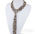Mode Schmuck 31.5 Zoll Y-Form grau Achat und Perlenkette