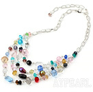 multi strand colorful crystal necklace with extendable chain