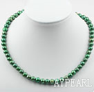 8-9mm Clasic vert paon perle d'eau douce collier de perles ronde