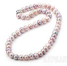 Clasic 8-9mm naturel Pink Pearl eau douce collier de perles ronde