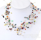 Assortert Multi Color Freshwater Pearl og Multi Stone Fantastic Bridal halskjede