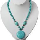 Turquoise Necklace with Round Shape Turquoise Pendant
