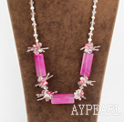 23,6 inches white ferskvann perle og rosa agat krystall kjede