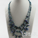 three strand sodalite chips necklace with lobster clasp