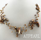 Brown Serie Multi Strands tenner Shape Pearl Necklace