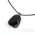 простой и моды черный агат кулон / ожерелье с выдвижной цепи
