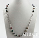 23.6 inches Indian agate ball necklace with metal chain