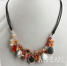 agate and sun charm beaded necklace with extendable chain