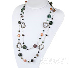 fashion long style pearl crystal and indian agate necklace