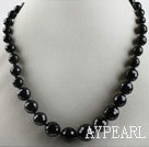 Round 8-16m Black Agate Graduated Beaded Necklace