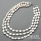 Hvit Series Tre Strands Rhombus Shape Rebirth Pearl Necklace