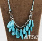 drop shape turquoise and metal beads necklace