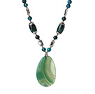 Phoenix Stone Necklace with Big Green Agate Pendant