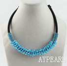 style populaire 16.9 pouces cristal perlé bleu collier de la mer
