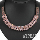 populären Stil 16,9 Zoll rosa Kristall Perlen Halskette