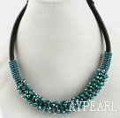 populären Stil 16,9 Zoll grünen Kristall Perlen Halskette