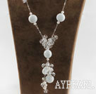 weiße Perle Stein und Porzellan Kristall Halskette