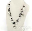 Pearl och klar kristall halsband med utdragbara kedja