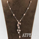 forme de Y 6-9mm collier de perles roses naturelles