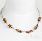 s enkel brun pärla necklace halsband