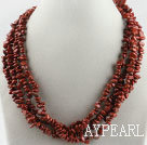 Multi-Strang fein geschnittenen roten Stein Halskette mit Perle Verschluss