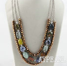 Amazing multi strand gole brown crystal and multi stone necklace